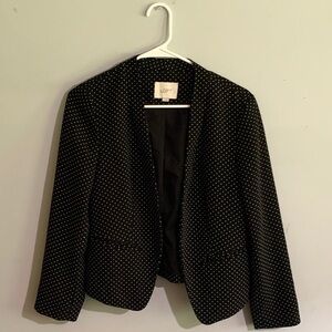 Loft Black & White Polka Dot Blazer Size: S